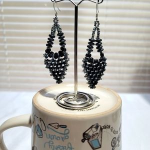 Check Hand Beaded Earrings